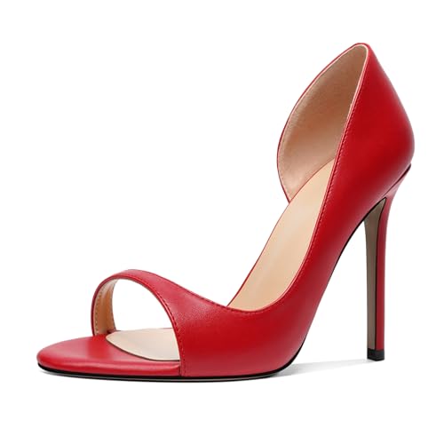 YODEKS High Heels for Women Stiletto Heel Pumps Slip On Open Toe 4 Inch Dress Shoes