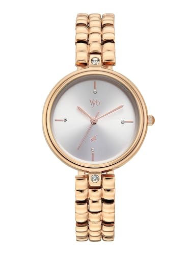 Image of Fastrack Vyb Iconique with Quartz Analog Silver Dial Rose Gold Zinc Alloy Strap Watch for Girls - FV60115WM01W