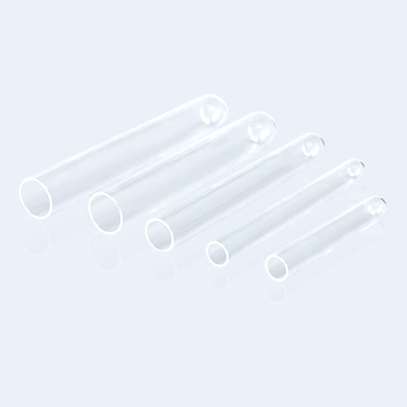 5er Set Reagenzgläser aus Quarzglas (Fused Quartz), Rundboden Quarzrohre mit offenem Ende, hochtemperaturbeständig, 3–114 ml(35ml/18**200mm)