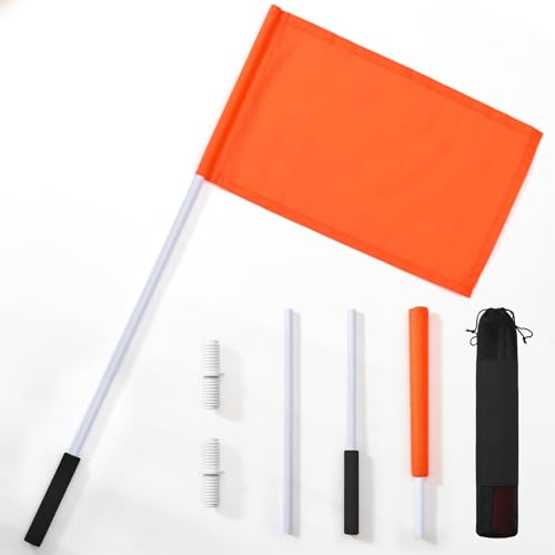 Orange Boat Flag with 48-Inch Pole High Visibility 12x18 Skier Down Flag for Boat Safety 3 Sections Floating Boat Safety Flags for Wakeboarding Water skiing Surfing Towable Tubing Watersports