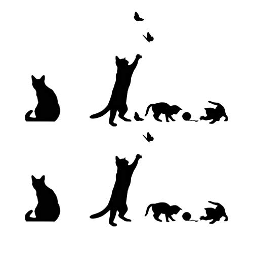 NOLITOY 2 Pièces Noir Chat Autocollants pour Chambre Chat Stickers Muraux Chambre Chat Vinyle Papier Peint Amovible Mur Art Autocollants pour La Maison Magasin Chambre Escaliers Cover