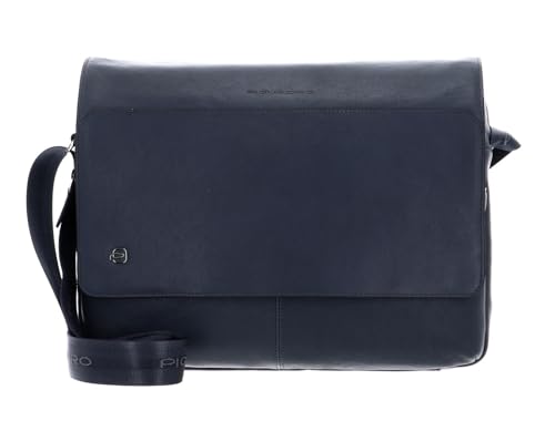 PIQUADRO Black Square Messenger Destrutturata in Pelle Uomo, Blu, Taglia Unica