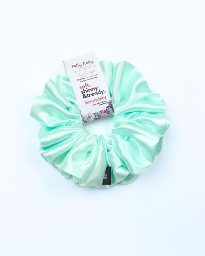 Image of Satin Scrunchies Hair Bands for Women | No-Damage Elastic Hair Ties for Ponytails & Buns | Fluffy & Stylish Rubber Bands | Extra Large Size | Pack of 5