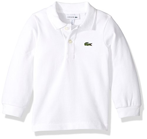 Lacoste boys Lacoste Boy Long Sleeve Classic Solid Pique Polo Shirt, White, 8 US