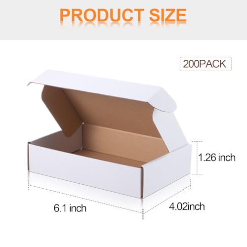 Image of Qilery 200 Pcs 6.1 x 4.02 x 1.26 Inches Shipping Boxes Corrugated Cardboard White Mailer Boxes Packaging for Small Business Mailing Wrapping Present Gift