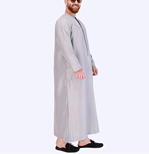 VIVICOLOR Mens Saudi Arab Jubba Thobe Muslim Islamic Kandora Kaftan Arab Ramadan Prayer Dress Robe