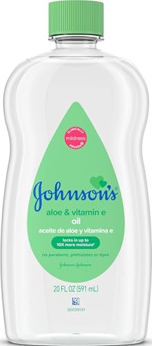 Image of Johnson's Baby Oil, Mineral Oil Enriched with Aloe Vera and Vitamin E, 20 fl. oz