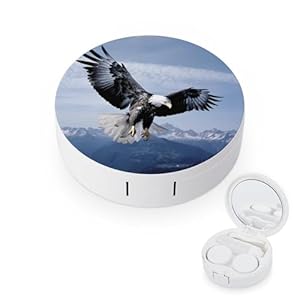 Bald Eagle Pattern Contact Lens Case with Mirror Portable Cute Eye Contact Lens Box Travel Kit