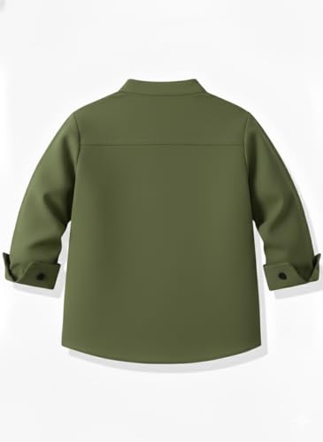 Image of Boys Mandarin Collar Shirt with Chest Pocket Beige and Rama Blue Color, Long Sleeve Button-Down Casual Shirt Pack of 2