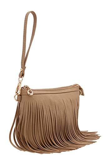 Image of FashionPuzzle Small Fringe Crossbody Bag with Wrist Strap