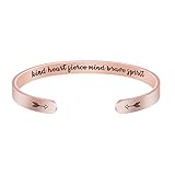 Rose Gold Bracelet 18K Jewelry Women Inspirational Gift for Her Kind Heart Fierce Mind Brave Spirit