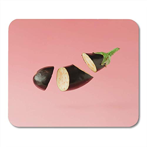 Preisvergleich Produktbild Mauspads grün abstrakt buntes essen aubergine auf pastellrosa minimale frucht konzept schwarz geschnitten gesundes mauspad für notebooks, Desktop-computer mausmatten, Bürobedarf