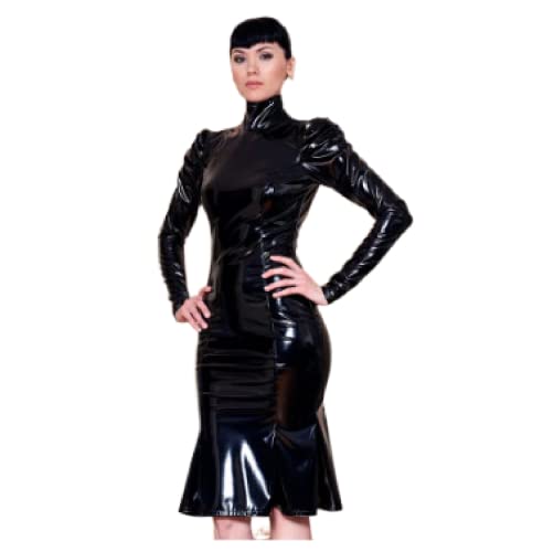 QJZM Sexy Rollkragenkleid Damen Langarm Bodycon Rüschen Midikleider...