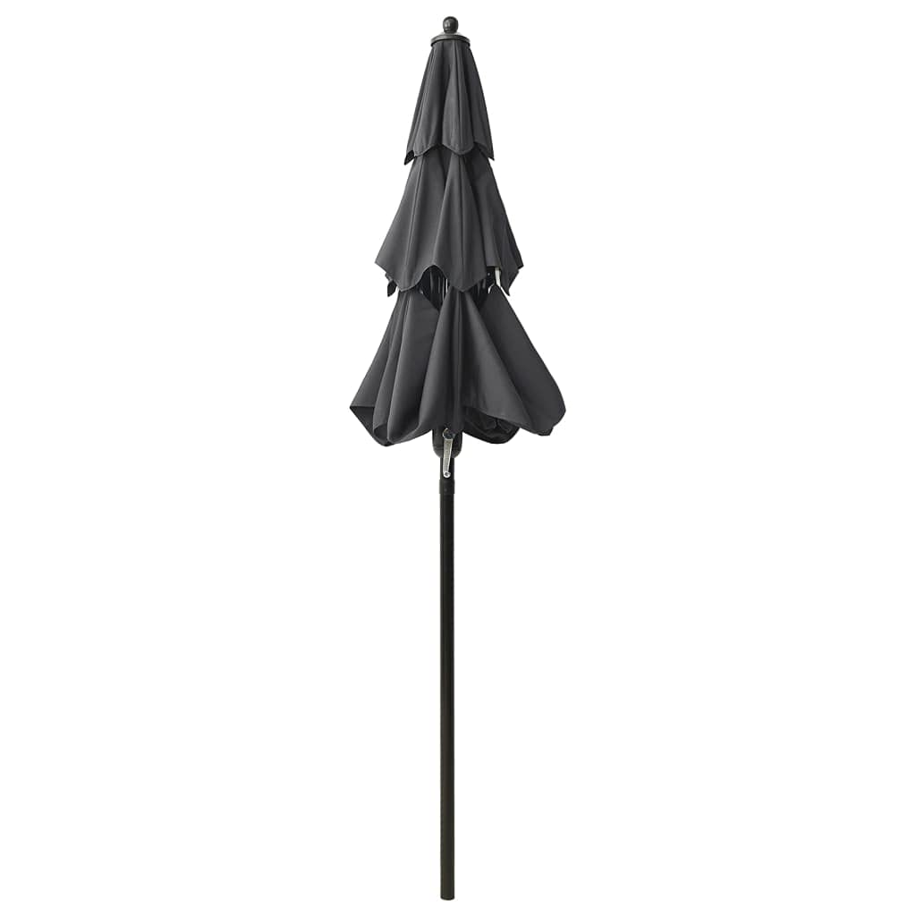 Fengshui 3-warstwowy parasol przeciwsłoneczny z aluminiowym masztem, 2 m, wykonany z odpornego na promieniowanie UV poliestru, malowany proszkowo maszt i żeberka, funkcja korbki i przechylania, na