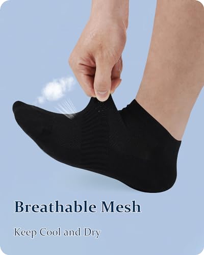 Jane Stone 16 Pack Mens Ankle Socks Black+White With Arch Support Ankle Socks for Men 9-123