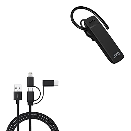 BoxWave Cable Compatible with JVC HA-C300 - AllCharge 3-in-1 Cable for JVC HA-C300 - Jet Black
