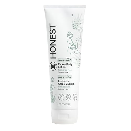 The Honest Company Hydrating Face and Body Lotion, Fast Absorbing, Naturally Derived, Hypoallergenic, Fragrance-Free, Sensitive, 8.5 fl oz