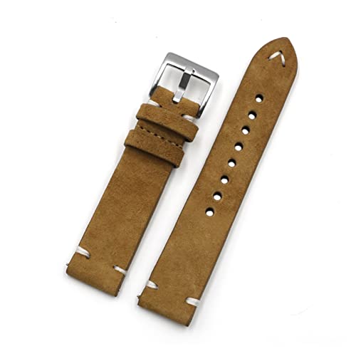 Bracelet de montre en cuir fait main marron de 18 à 24 mm