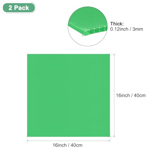 Image of M METERXITY 2-Pack Corrugated Plastic Sheets, 16 Inch x 16 Inch Waterproof Blank Corrugated Poster Board Yard Signs for Garage Sale /Office /Classroom /Party /Lawn Sign Road [3mm Thick, Green]