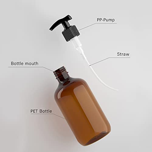 Ezebesta 4 Pieces 500ml Soap Lotion Pump Dispensers with Labels Bathroom Brown Dispenser Bottles with 22 Stickers - Cosy Home Interiors Ezebesta 4 Pieces 500ml Soap Lotion Pump Dispensers with Labels Bathroom Brown Dispenser Bottles with 22 Stickers - Image 8