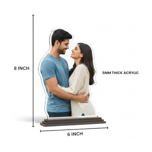 Image of SAVRI Personalized Acrylic Photo Cutout (6x8) - Custom Photo, 5mm Thick - Unique Tabletop, Best Gift for Birthday, Anniversary, Girlfriend, Boyfriend, Husband, Wife & Special Occasions (For Couple)