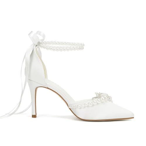 Pearl Heels Wedding Shoes for Bride High Heel Bridal Shoes Closed Toe Wedding Heels4
