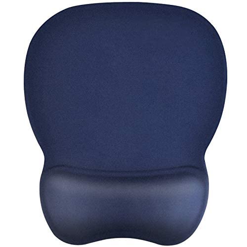 EooCoo Tappetino Mouse Ergonomico con Poggiapolsi al Gel, Tessuto setoso di alta Qualità e Base in Silicone Antiscivolo,4 mm - Blu Navy