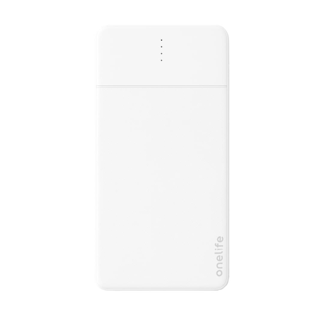 onelife 10000mah power bank | 12w fast charging | dual usb output | slim & portable | abs body | bis certified | compatible with iphone, android, type-c devices – black & white (white)