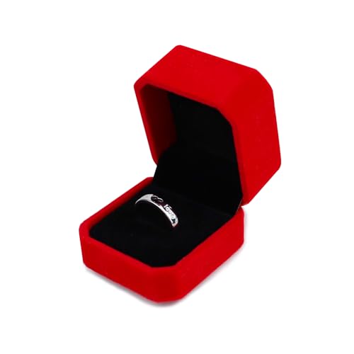 WisePoint Caixa de anel, caixa anéis de casamento de veludo organizador anéis octogonal para casamento, caixas de presente pequenas para anéis, brincos, mini broches (vermelho)