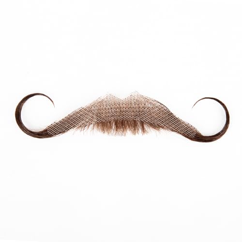 Fake Mustache Realistic Beard Human Hair Full Hand-tied Fake Facial Hair False Goatee Beards Brown Reusable Lace Invisible Fake Mustache for Halloween Drama Party Cosplay Makeup - Image 7
