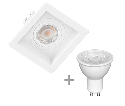 Kit 12 Spot de Embutir Mr16 Recuado Quadrado + Lamp - Branco - Branco Quente