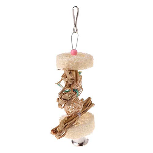 strimusimak Pet Birds Hanging Bell Loofah Vine Balls Bite-resistant Chewing Toy for Parrots Feeding Supplies Wood Color