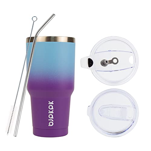 Image of BJPKPK 30 oz Tumbler with Lid and Straw, Insulated Stainless Steel Cup | Double Wall Vacuum, BPA Free, Leak Proof, Keeps Hot /Cold, Travel & Beach Ready, Car Holder Fit, Ocean Dream