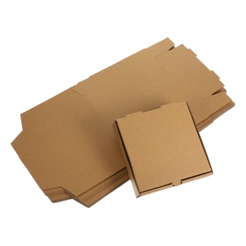 Unomor Robust Pizza Boxes 6 Inch Square Flat Takeout Containers Corrugated Cardboard Packaging for Pizza Cookies Cake