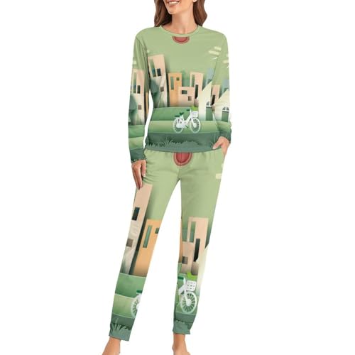 Ensemble de pyjama femme paysage de la ville une idée cadeau idéale pour la fête des mères