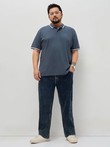 Image of Urbano Plus Men's Regular Fit Heavy Washed Denim Jeans Stretchable
