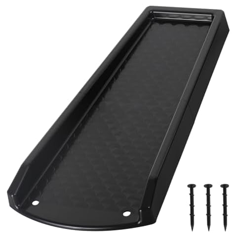plusgutter Rain Gutter Downspout Splash Block, Gutter Downspout Extensions for Water Drainage, 24" Gutter Splash Guards Downspout Extender, Fixable Down spout Drain Trays with PE Nails(1 Pack, Black) Cover