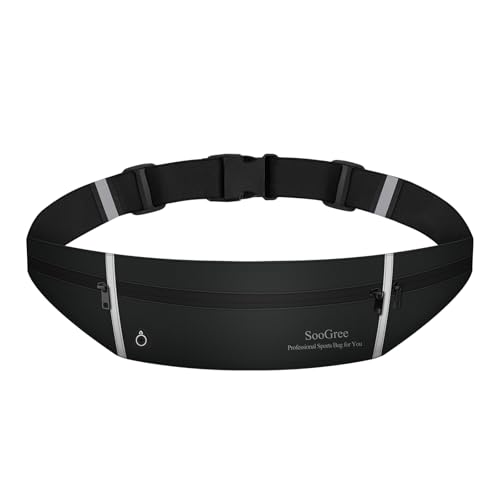 SooGree Running Belt Fanny Pack for Women Men Waterproof Waist Pack Runners Bag Slim Money Belt Phone Holder for Sports Hiking Traveling Adjustable Strap Workout Pouch Lightweight Walking Jogging