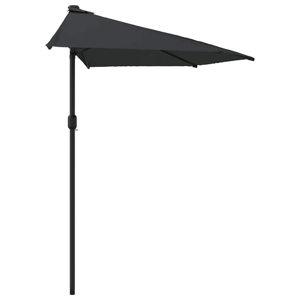 Generisch Balkon-Sonnenschirm Alu-Mast Schwarz 270x144x222cm Halbrund,3.95 kg-312500