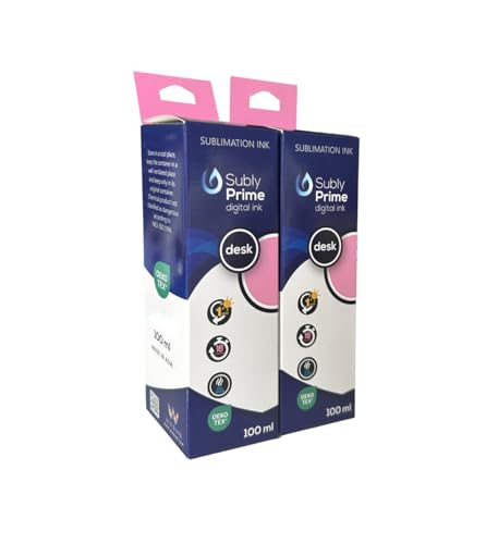 WIPRIME Sublimation Ink Refill - 2-Pack 100ml Light Magenta for Workforce Printers | Heat Transfer Ink for T-Shirts, Mugs & More