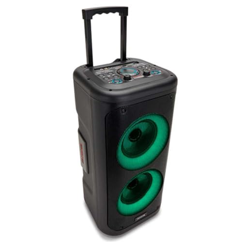 Aiwa KBTUS-450 - Altavoz Bluetooth Portátil de 350w con tecnología Hyperbass, Bluetooth 5.0, USB, MicroSD y True Wireless Stereo, Doble Subwoofer 6.5”, Incluye Micrófono. Color: Negro