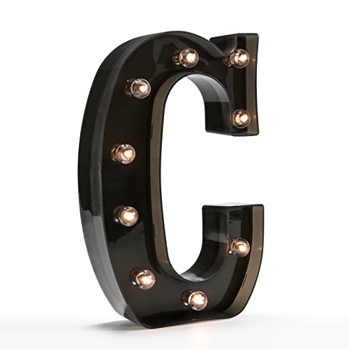 Leuchtendes schwarzes Alphabet Festzelt Buchstaben LED Lichter Schild für Nachtlicht Home Bar Weihnachten Lampe Geburtstag Party Hochzeit Dekoration C Cover