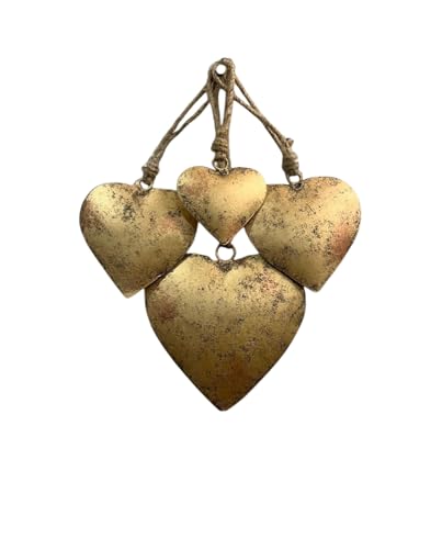 Cœurs antiques corde de jute suspension murale salon chalet