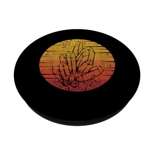 Retro Geologist Rockhounding Mineral Collector PopSockets Swappable PopGrip, Black - Image 2