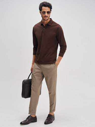 Image of XYXX Men's Solid Cotton Polo T-Shirt | Polo Neck Tshirts | Full Sleeves | Solid-Regular Fit