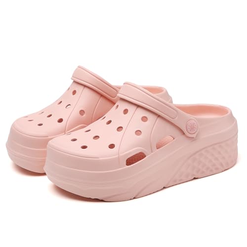 Image of FLIOZY Women's Gardener Platform Clogs Slippers Hight Heels Mules Clog Wedge Sandals Outdoor Beach Shoes