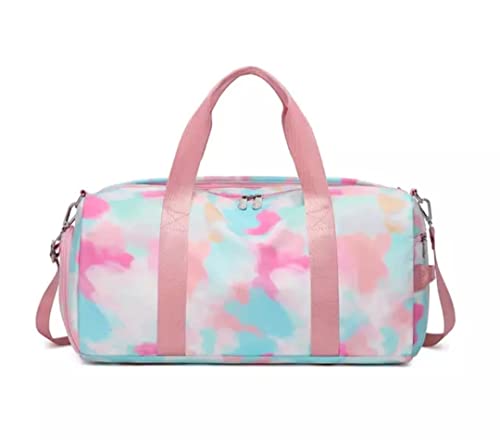 Vibgyor Products Gym Bag Dry Wet Separation Sports Sling Bag with Shoes Box Duffel Bag Sport Tote Bag Single Shoulder Slung Yoga Fitness Travel Bag (Pink-Peach)