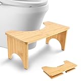 Foldable Toilet Potty Stool for Adults, Nonslip Toilet Assistance Step, Wood Portable Squatting Poop Foot Stool, Easy to Store for Home Bathroom, Seniors, and Pregnancy Use