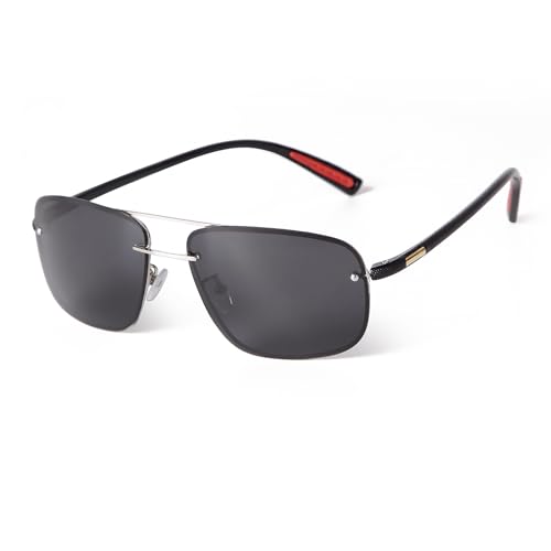Image of Ultra Lightweight Polarized Square Aviator Sunglasses for Men Women Trendy Fashion Double Bridge Pilot Sun Glasses