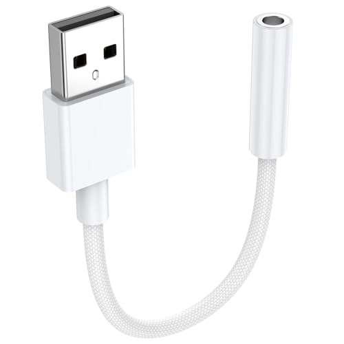 Adaptateur USB vers prise audio 3,5 mm, carte son stéréo externe, adaptateur USB vers prise jack 3,5 mm TRRS femelle pour casque PS5, PS4, PC, ordinateurs...